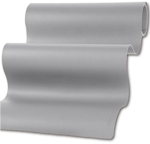 Mahewa®️ Premium Tischläufer aus Leder-Imitat - aus Kunstleder abwaschbar und wasserdicht - Tischband in Lederoptik (Eckig, 135x30, Hellgrau)