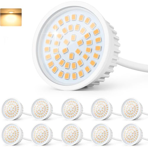 GeyouLux LED Modul 230V Ultra Flach ø50x23mm 2700K Warmweiß 10er set | 6W 600LM Modul für Einbaustrahler Aufbauspot, IP44 120° Abstrahlwinkel Ersatz MR16/GU10 Leuchtmittel