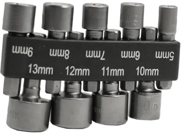 Flewdart 9pcs douille visseuse a choc 6 pans 1/4 5mm 6mm 7mm 8mm 9mm 10mm 11mm 12mm 13mm pour perceuse ou visseuse sans fil