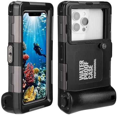 Custodia subacquea universale per smartphone da 4,7 – 6,9 pollici, protezione professionale [15 m/50 ft], touch screen, con mirino anti-appannamento, custodia impermeabile per snorkeling, surf, foto e