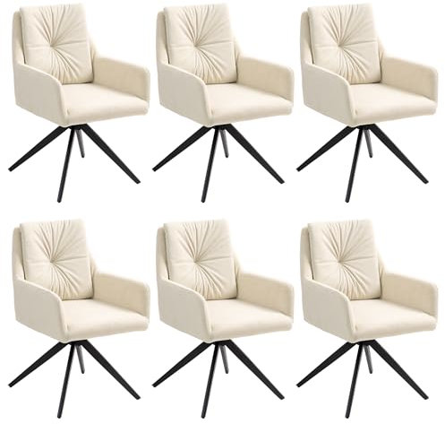 BRTHORY Esszimmerstühle 6er-Set Sessel Drehbar Küchenstuhl, Polsterstuhl, Drehstuhl, Bequemer Stuhl mit Armlehnen Rückenlehne, Armlehnenstuhl für Esszimmer Wohnzimmer bis 120kg