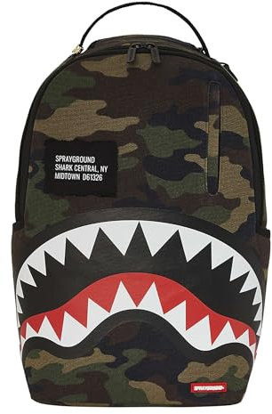 SPRAYGROUND Uomo Zaino Shark Central Camo Da 20 Litri, Green, One Size