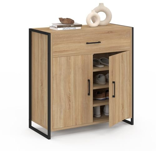 IDMarket - Armoire à Chaussures 12 Paires Luis 2 Portes avec tiroir Design Industriel