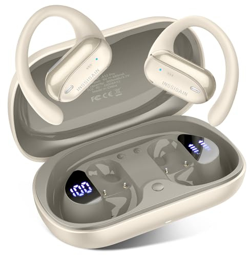 INSSISAIN AI Übersetzer Kopfhörer,Übersetzungskopfhörerr & BT5.4,164 Sprachen Kopfhörer Übersetzer Echtzeit,Bluetooth Kopfhörer,Verbinden Sie Sich und nutzen Sie die Feste,IPX7 (Beige)