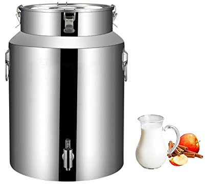 DFGHNBVC Stainless Steel Serving Milk Can - 5L/9L/14L Milk Transport Bucket Wine Oil Rice Barrel Canister With Spigot Dispenser And Sealed Lid,Siliver5L