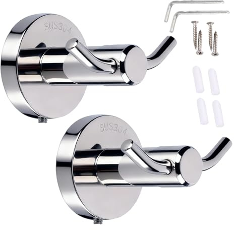 Gancho de toalla de acero inoxidable para montaje en pared, gancho de baño para perforar toallas, diseño de gancho de toalla doble, gancho para ropa y toallas, gancho de pared de ducha, gancho de