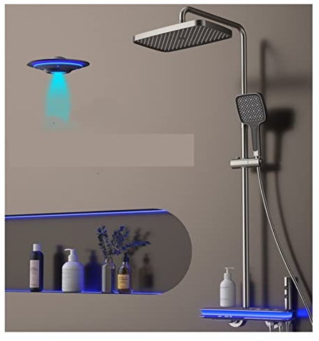 UFO Style Gunmetal Shower Mixer Matte Gray Bath Tap Rainfall Shower Mixer Set Metal Shower Tap Bath Hot and Cold Shower Mixer(Gunmetal Gray)