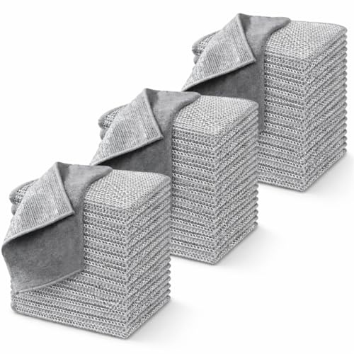 Spültücher 30 Stück, 20 x 20 cm, doppelseitig für Küche und Geschirr | Drahtfaser löst Fett, Mikrofaser nimmt Wasser auf; maschinenwaschbar bis 60 °C für Töpfe, Spüle und Arbeitsflächen.