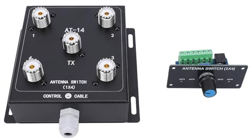 Generic Conmutador de Antena Coaxial Durable 4 Canales 1 Salida Interruptor de Antena HF 500W Pep 1.8-60MHz para Radioaficionado (* Interruptor AT14 + * Kit de Controlador)