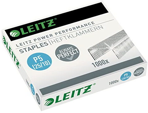 Leitz Power Performance Heavy-Duty Heftklammern P5 (25/10), Verzinkt, Box mit 1000 Heftklammern, 55740000