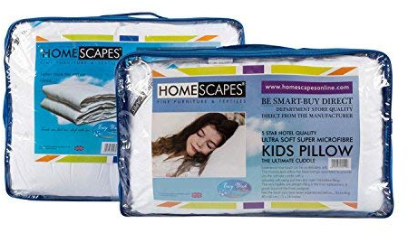 Homescapes Kinder Bettdecken-Set: Sommer-Bettdecke 120x150 cm (180 GSM) & Kopfkissen 40x60 cm, Kissen & Stepp-Bettdecke wie Daunen aus Super-Mikrofaser, Oeko-TEX Standard 100