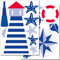 Wandkings Maritim Wandsticker Set, 17 Aufkleber, 2 DIN A4 Bögen, Gesamtfläche 60 x 20 cm