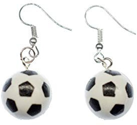 Miniblings FußballOhrringe Fußballohrringe Fußbälle WM Ball Kicken Bolzen Tor EM - Handmade Modeschmuck I Ohrhänger Ohrschmuck versilbert