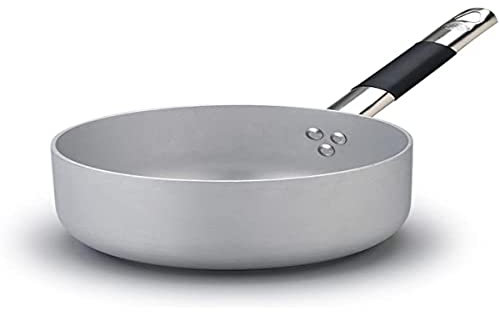 Pentole Agnelli ALMC107PIC20 Linea Alluminio Casseruola Bassa, Fondo a Induzione con 1 Manico Cool, 20 cm, Acciaio, Argento
