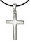 CLEVER SCHMUCK Silberner Anhänger Kreuz 21 mm schlicht glänzend Sterling Silber 925 mit Band schwarz im Schmucketui