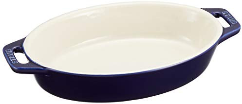 staub Dish 40508-598 Ovale Auflaufform Grand Blue 6,7 Zoll (17 cm) Keramik Au Gratin Form, ofenfest