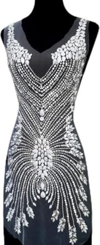 succi shan Handbestickte Perlen mit Strasssteinen für ein edles Dekolleté, Brautkleid, Ballkleid