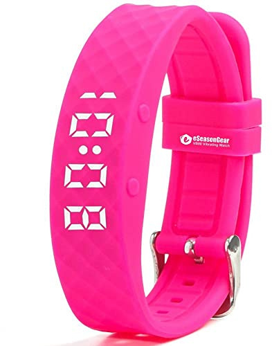 eSeasonGear VB80 Vibrationsuhr mit 8 Alarmen, leise Vibration, Schütteln, Wake, ADHS, Medikamentenerinnerung, Rosa, Größe L, 11–19 cm, Größe L 16–21 cm