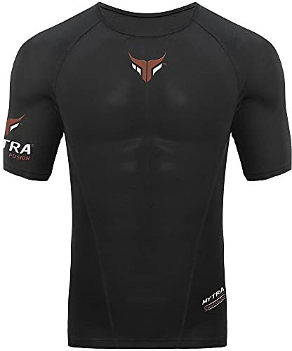 Mytra Fusion BJJ Rash Guard Herren Power Layer Base Layer Compression Rash Guard (Black, XL)