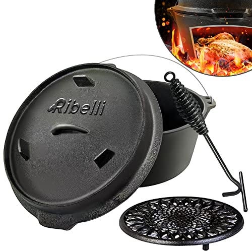 Ribelli Four Hollandais Dutch Oven Dutch Four Casserole en Fonte Faitout en Fonte Cocotte 9 Litres