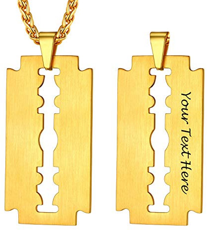 PROSTEEL 18k vergoldet Rasierklinge Anhänger Herren Punk Stil personalisiert Razor Blade Halskette 3mm/55+5cm trendig Hip Hop Modeschmuck Pendant Necklace für Männer Jungen