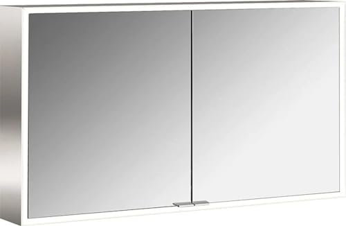 emco Lichtspiegelschrank PRIME mit rundum LED-Beleuchtung (120 cm breit), hochwertiger Badezimmerspiegelschrank als Aufputz-Modell, Badezimmerschrank mit 2 Türen und Lichtpaket