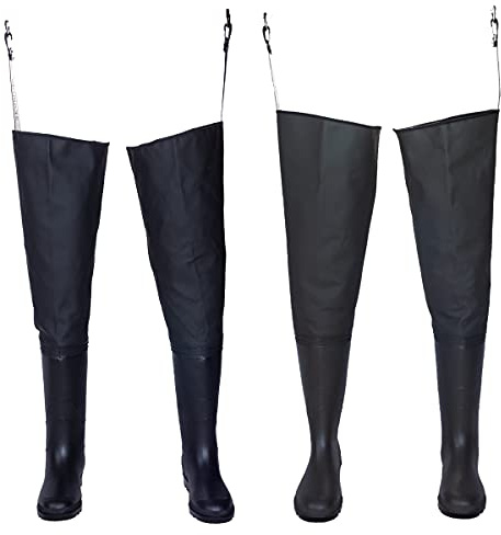 3Kamido® Watstiefel Classic, SCHWARZ und GRÜN Serie 680, Anglerhose Standard, Fischerhose Teichhose Hochwasserhose (Schwarz, 41)