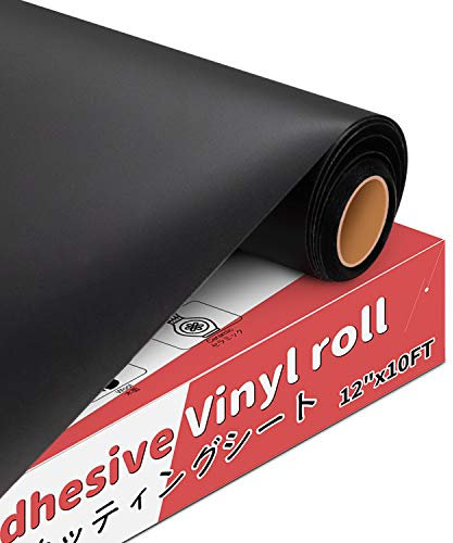 YRYM HT Vinylfolie Plotter - 30cm x 305cm Permanente Selbstklebendes Plotterfolie Vinyl mit Rückseite für Bastelprojekte, Schilder, Scrapbooking (Matt Schwarz)