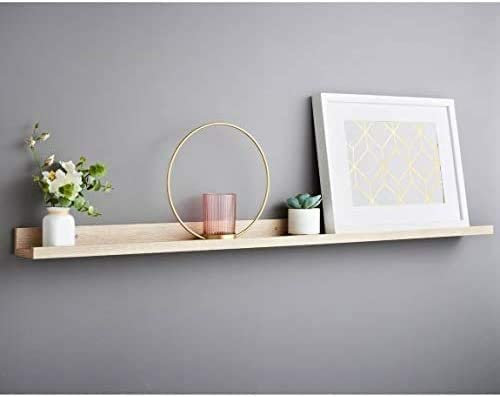 Biznest Contemporary Look Photo Shelf Picture Ledge Shelf Easy To Install 120Cm - Oak Finish