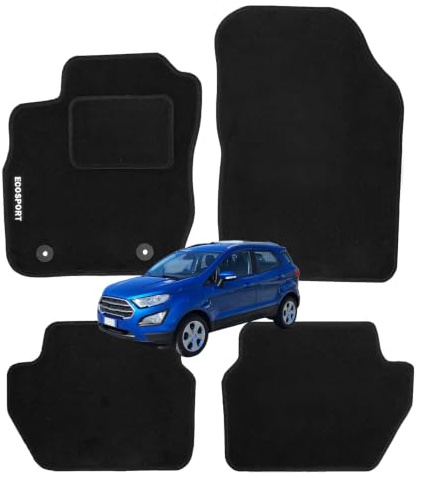 Fußmatten aus Teppichstoff mit Logo für EcoSport mit 2 Befestigungsclips