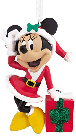 Hallmark Minnie Maus Weihnachtsbaumschmuck, Hängender Ornament aus Harz, Rot-Weiß, Figural, Weihnachtsthema, Batterien nicht erforderlich