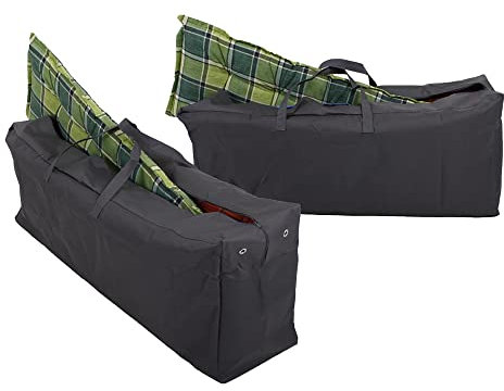 Novatool 2x Aufbewahrung für Polsterauflagen I für jeweils 4 Auflagen I 420 D I Anthrazit I 125x32x50 cm I Polster Tasche Hülle für Gartenpolster Gartenkisse Aufbewahrung Sitzauflagen wasserdicht