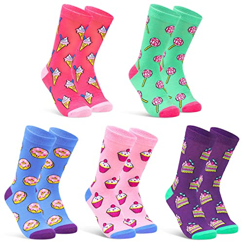 CityComfort Socks for Women & Teens UK Size 4-7, Pack of 5 Soft Warm & Breathable Casual Sports Crew Socks, Gifts for Women