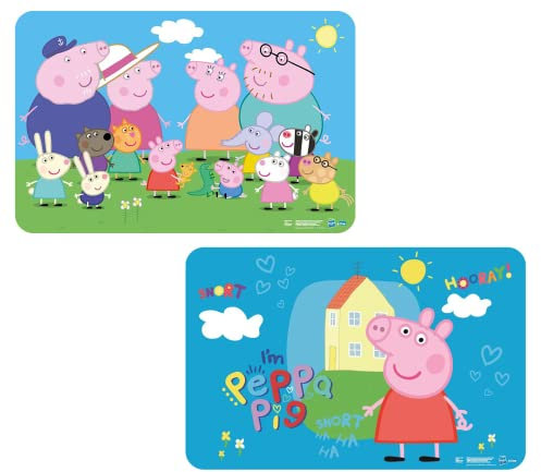 2 Stück kompatibel zu Peppa Pig Wutz Tischunterlage Platzdeckchen Malunterlage Knetunterlage Eßunterlage (Bunt Set Nr. 3)