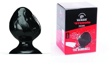 Analplug Steroid ” The Dumbbell” 12,5×7,0-8,5cm, schwarz, realistisches Hautweiches Flexxx Material, Unisex