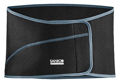 SANICO Rückenbandage mit Stützen - Elastische Lendenbandage mit Kompression - Orthopädische Neopren-Bandage für Stabilität, Entlastung, Blutzirkulation - Atmungsaktiv - 107 x 0,3 x 24,5 cm