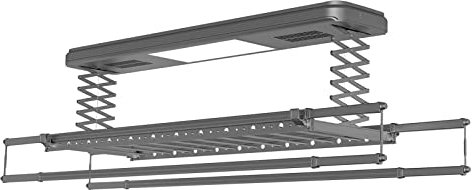 Elektrischer Wäscheständer,Wäscheständer Decke, Elektrischer Deckenwäschetrockner, Hebender wäascheständer, Kleiderstange 1,35-2,4m, mit Fernbedienung, Beleuchtung, Heizung, Lufttrocknung-Grey