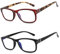 Madison Avenue 2er-pack Lesebrille, Blaulichtfilter Brille fur Damen und Herren, Rechteck Leser mit Federscharniere,Schwarz/Rot +0.00 dioptrien