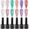 MIZHSE UV Nagellack Glitzer Durchsichtig Gelee Kristall Glitzer Nagellack 6 Farben 7ml Reflektierend Funkelnder Glitzer Nagelack Gel Nail Polish für Nageldesigns Nail Art Starter Kit 10ml