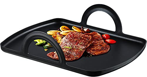 Feekoon Griddle Plate Compatible with Ninja Foodi Grill, Durable Aluminum, Black, Rectangular, 10 x 7.8 Inches