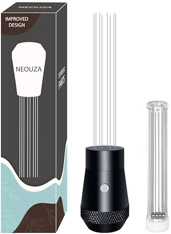 NEOUZA Coffee WDT Verteilerwerkzeug-Zubehör, Aluminiumgriff, integriertes Magnetdesign, 0,4 mm, 8 Edelstahlnadeln, Espresso-Pulver-Rührer (schwarz)