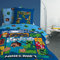 Minecraft Update Parure de lit Enfant 1 Personne | 100% Coton | Oeko-TEX | Housse de Couette 140x200 cm + 1 Taie d'oreiller 63x63 cm | Imprimé Réversible Garçon | Bleu