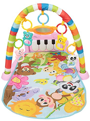 Tierfreunde - Kontrast-Spieldecke mit Musik, Lichter, Aktivitätsspielzeuge, Spiegel, Igelrassel, Schnecken-Beißhilfe, Knisterregenbogen, für Babys ab der Geburt