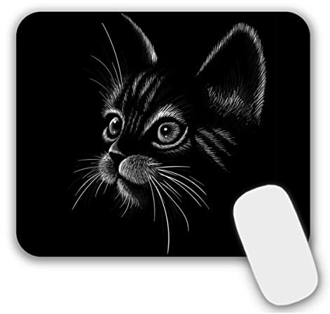 AOKSUNOVA Tapis de souris petit noir avec motif chat - 24 x 20 cm