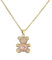 Gionatan Shop Collana orsetto con ciondolo pendente Strass brillanti e zircone a forma di cuore rosa per donna e ragazza regalo colore oro e catenina orso amore