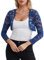 fuinloth Bolero Shrugs for Women Lace Cardigan Wedding Long Sleeve Elegant Navy Blue