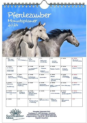 Pferdezauber Planer DIN A4 Kalender für 2024 Pferde und Fohlen - Seelenzauber