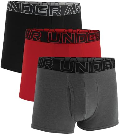 Under Armour Herren Boxershorts aus Performance-Baumwolle im 3er-Pack, 8 cm Beinlänge – atmungsaktiv, feuchtigkeitsableitend, weiches Tragegefühl, ganztägiger Komfort