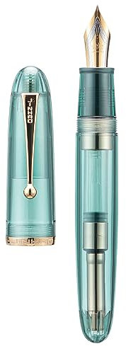 Asvine Jinhao 9019 Füllfederhalter, Dadao Serie #8, extra feine Feder, hellblauer, transparenter Acrylschaft mit goldenem Clip, großer Schreibstift, (FG15NH5SMHSMHDF)
