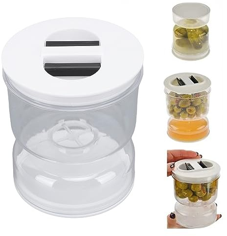 Bocal à Cornichons avec Passoire Rabattable - Bocal Séparateur de Jus de Cornichons Sablier pour Olives, Cornichons ou Cornichons Tranchés